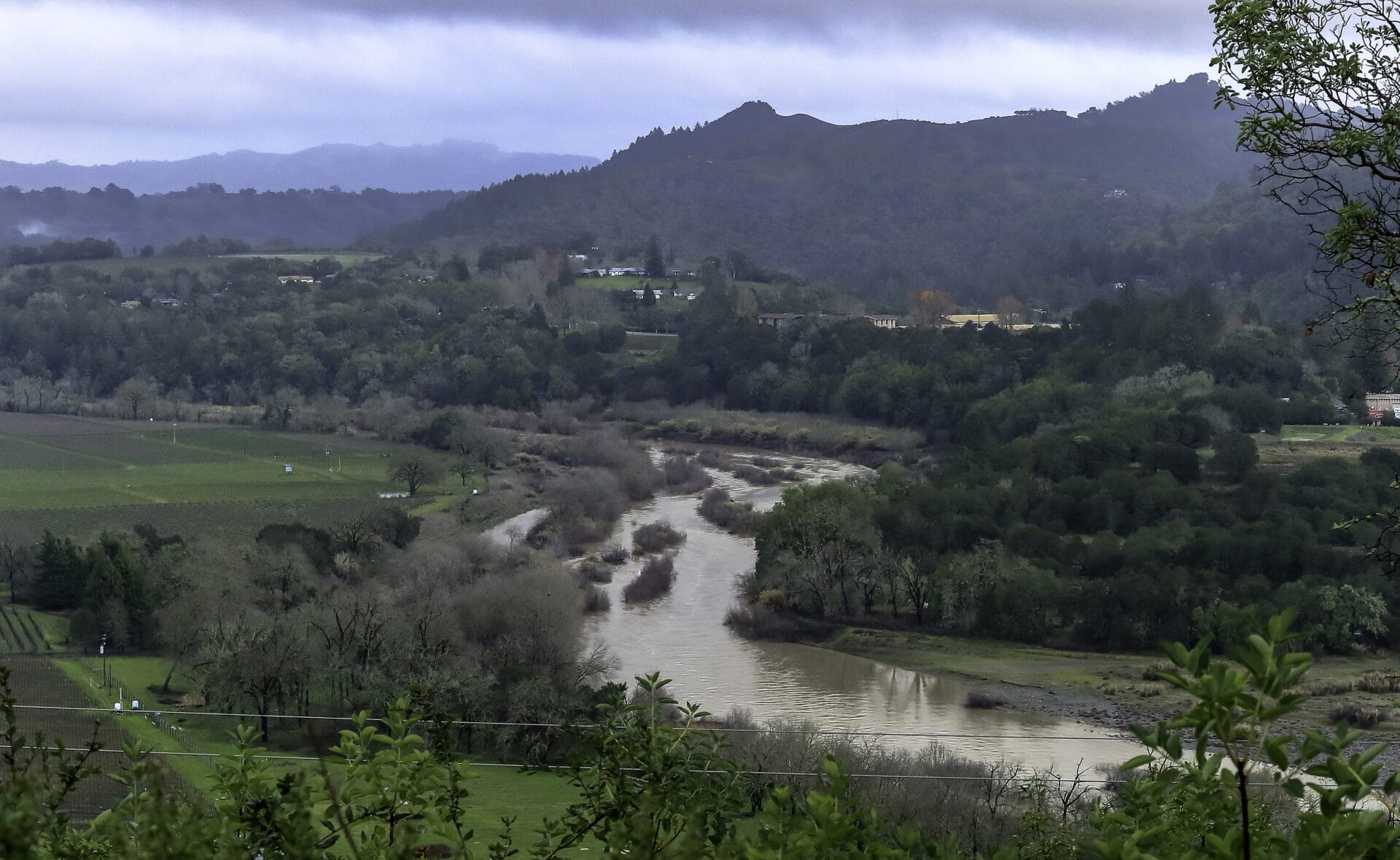 A view of the Russian River full of water